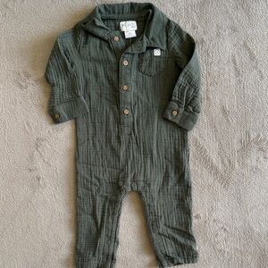 Little Planet Green Button-Up Baby Jumpsuit